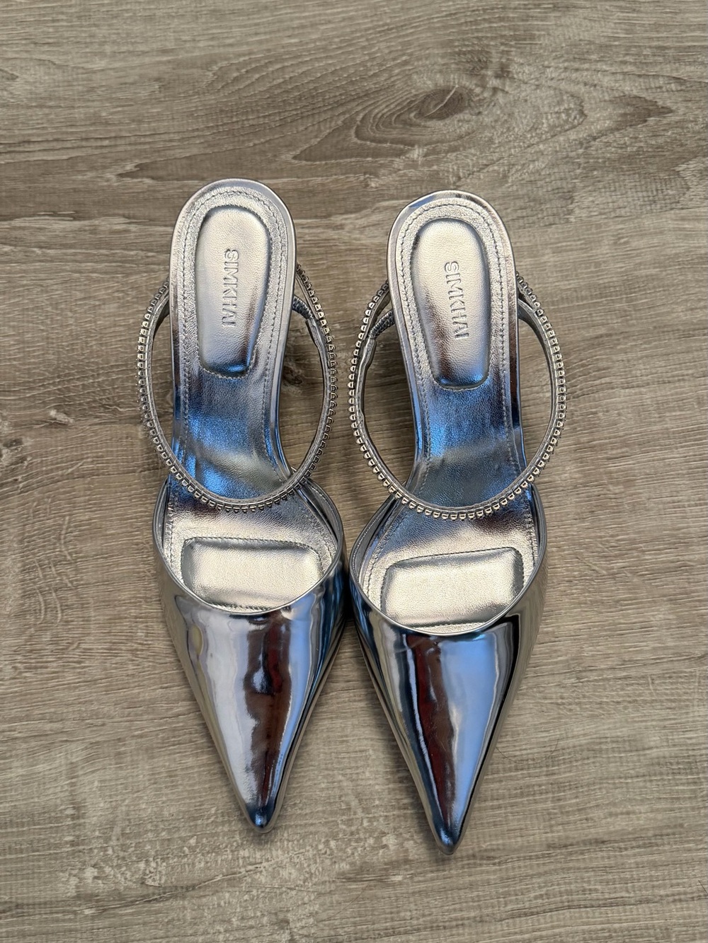 SIMKHAI Kaian crystal-embellished pointed toe mules size 7